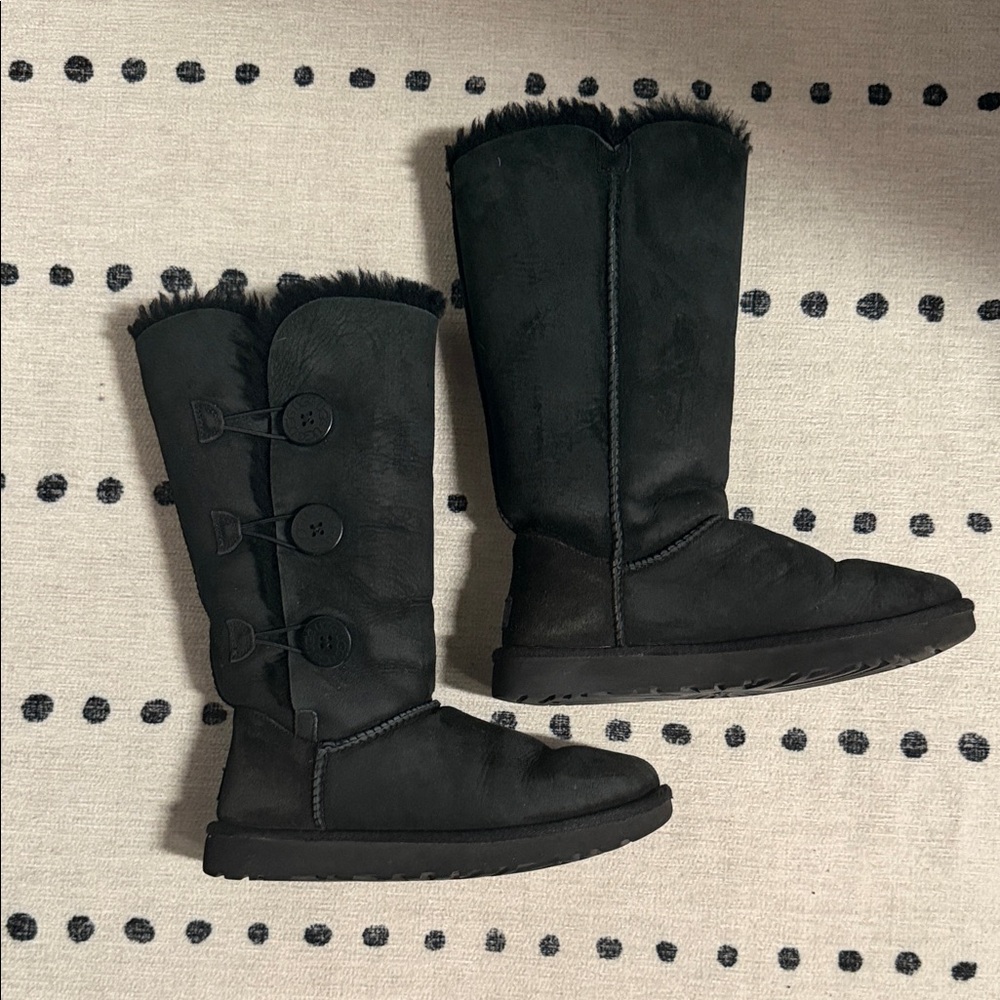 UGG Black Triple Button Winter Boots